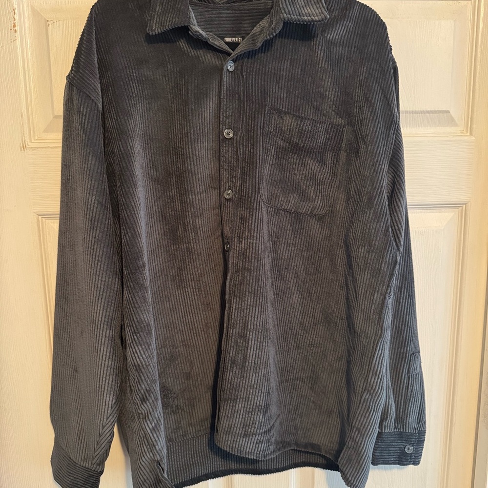 Forever 21 Gray Corduroy Dress Shirt